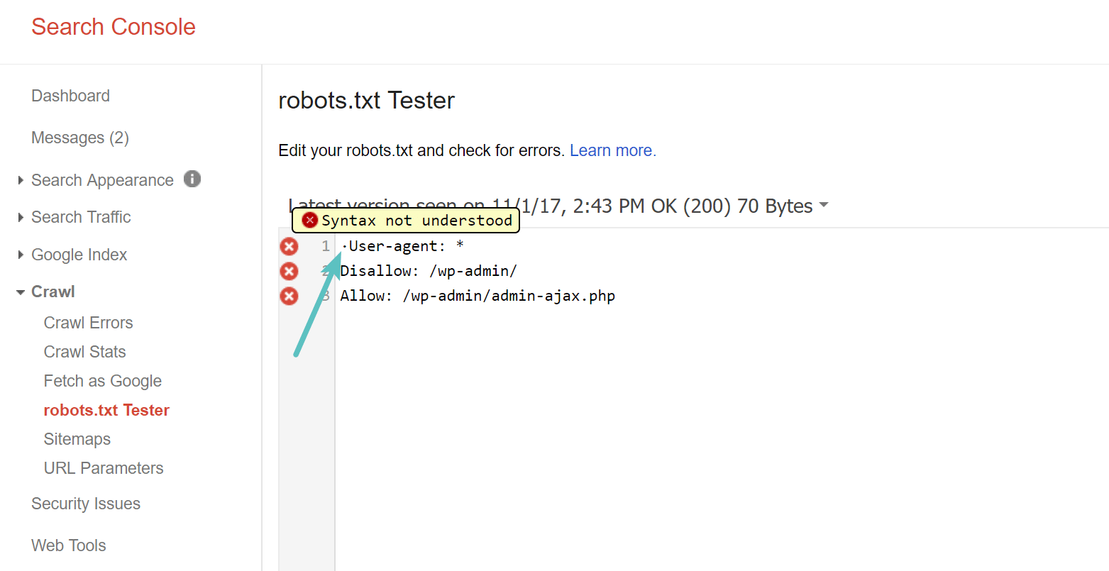 UTF-8 BOM in your robots.txt file