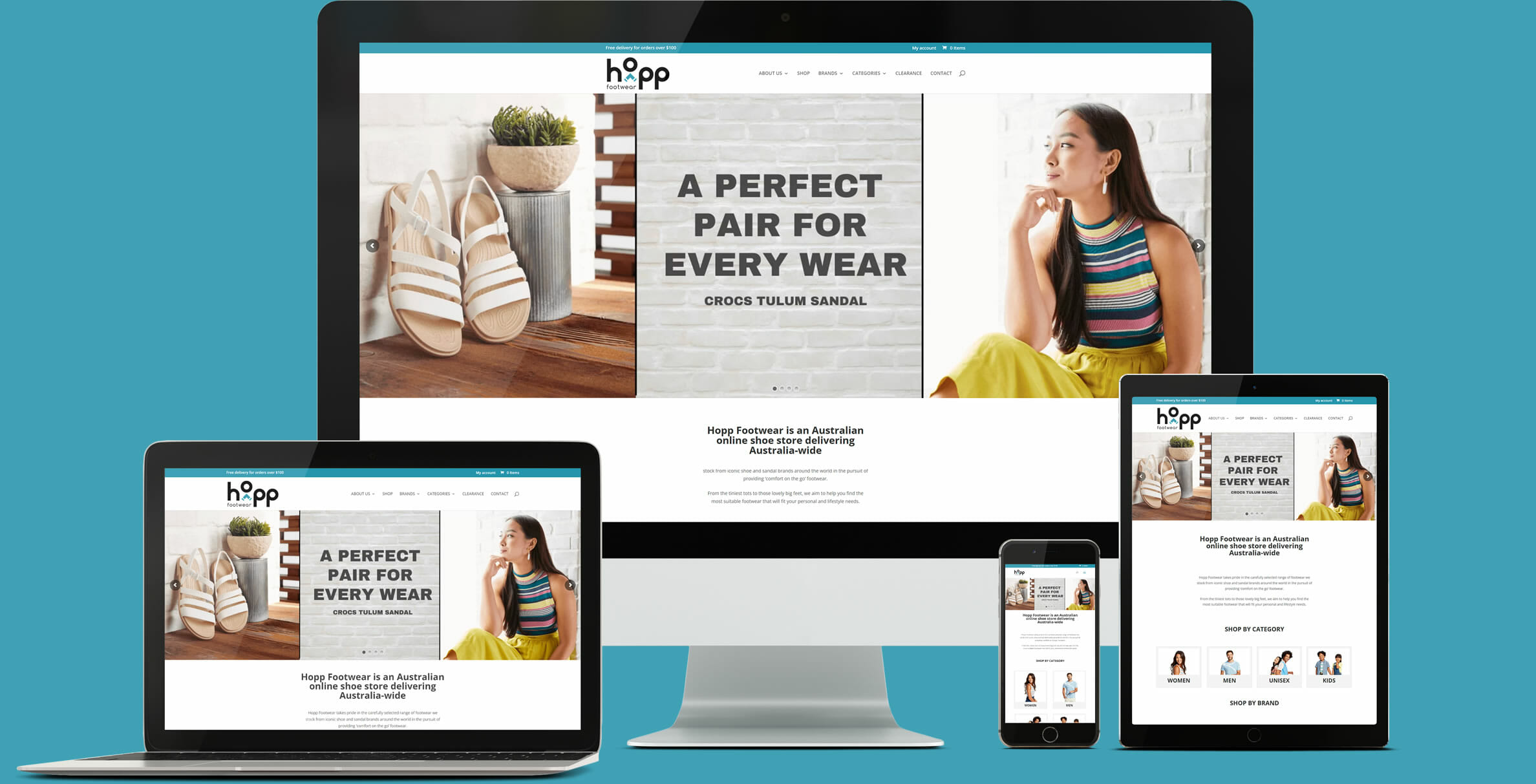 Hopp Footwear e-commerce website design and development
