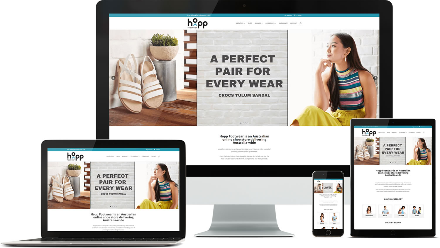 Hopp Footwear e-commerce website design and development