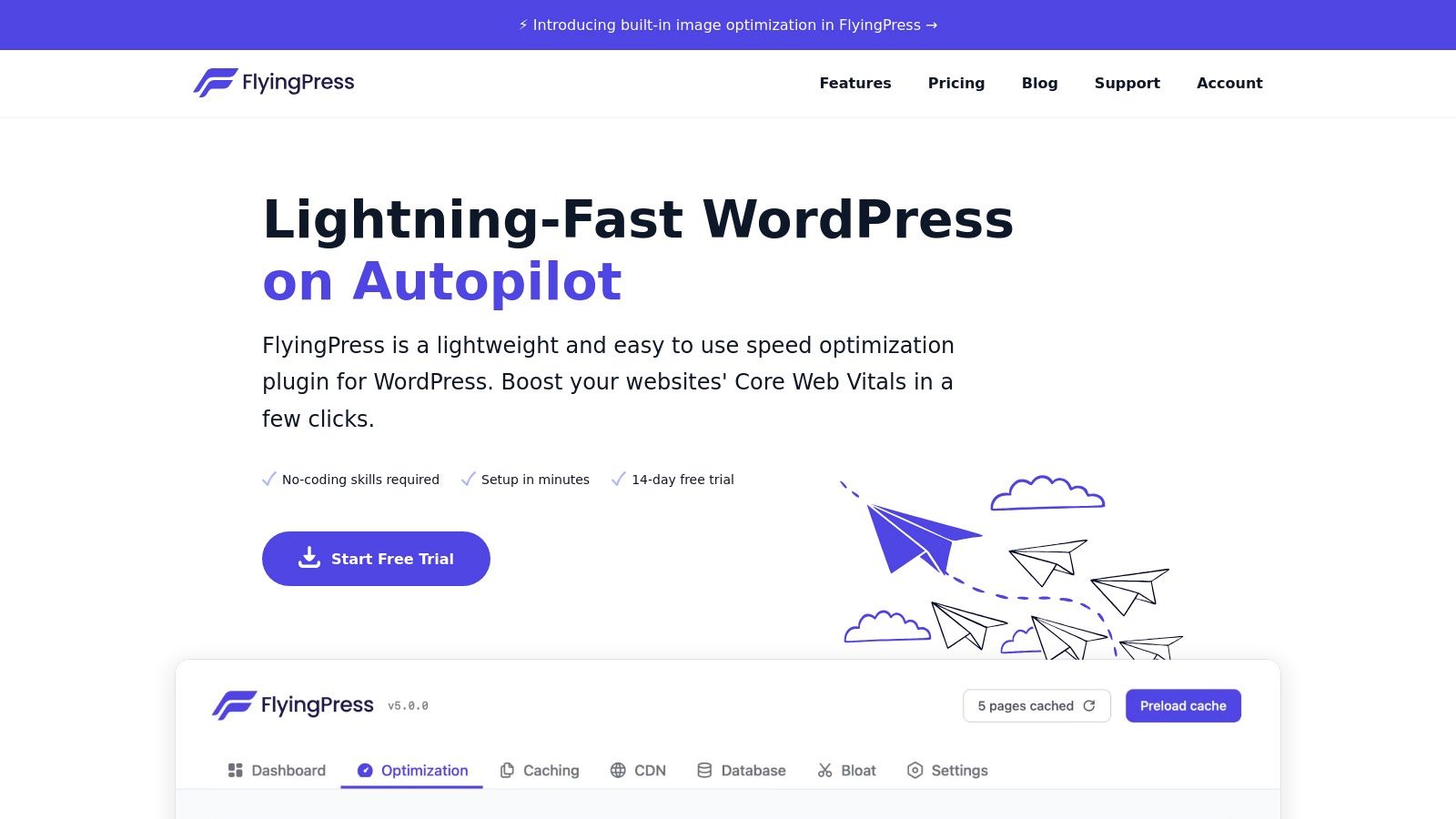 FlyingPress Dashboard Interface