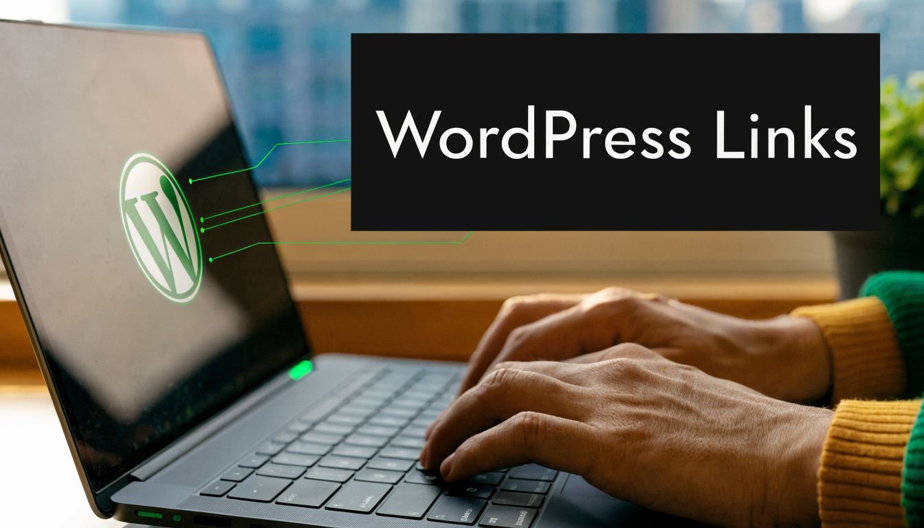 A person working on a laptop displaying the WordPress logo, representing concepts related to web site links.