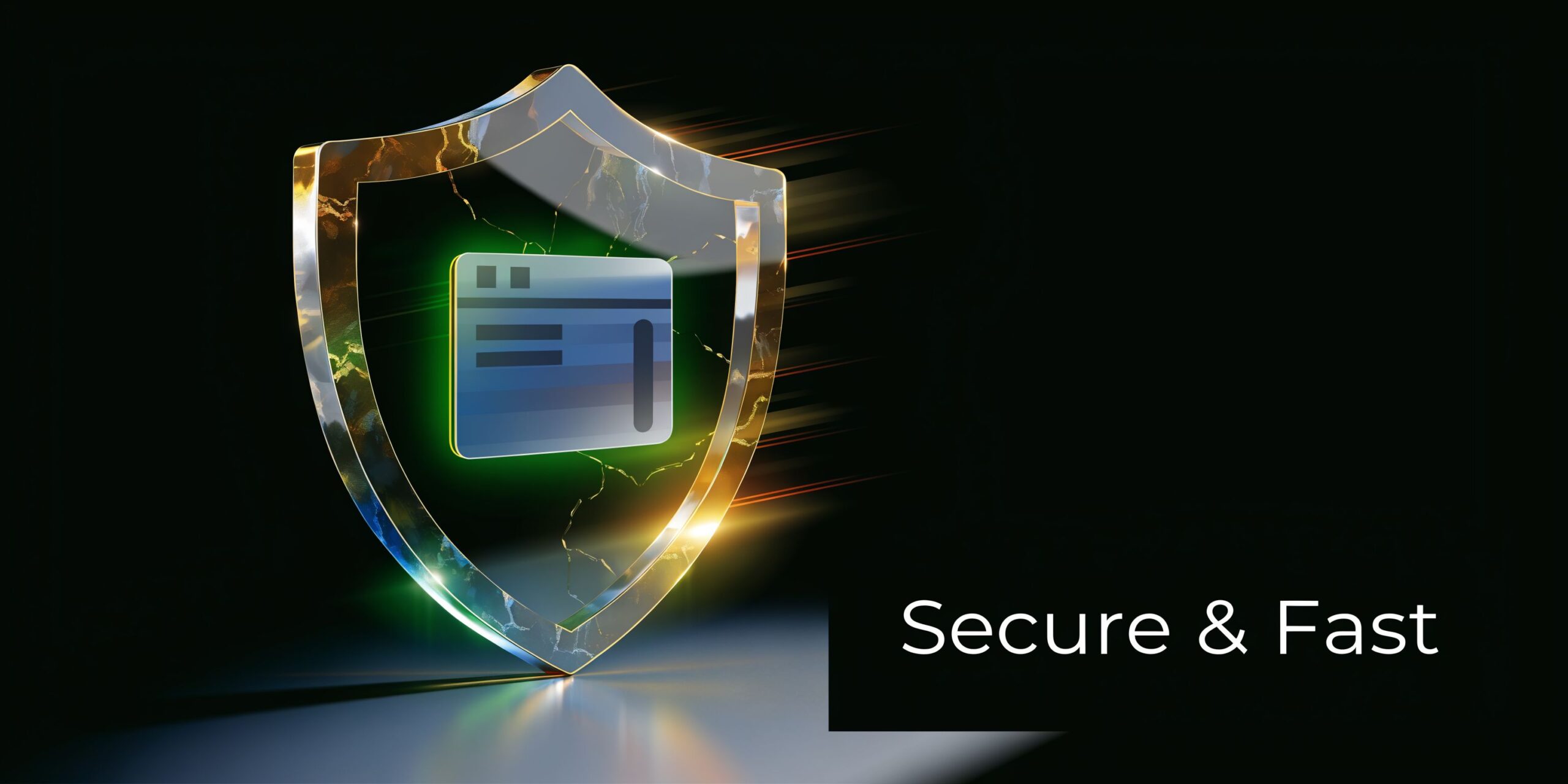 A 3D shield icon protecting a browser window graphic on a dark background symbolizing web security