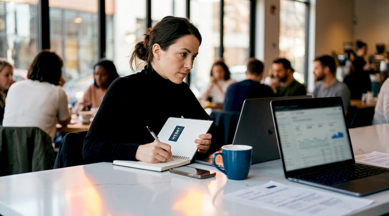 Marketer working on conversion optimisation notes