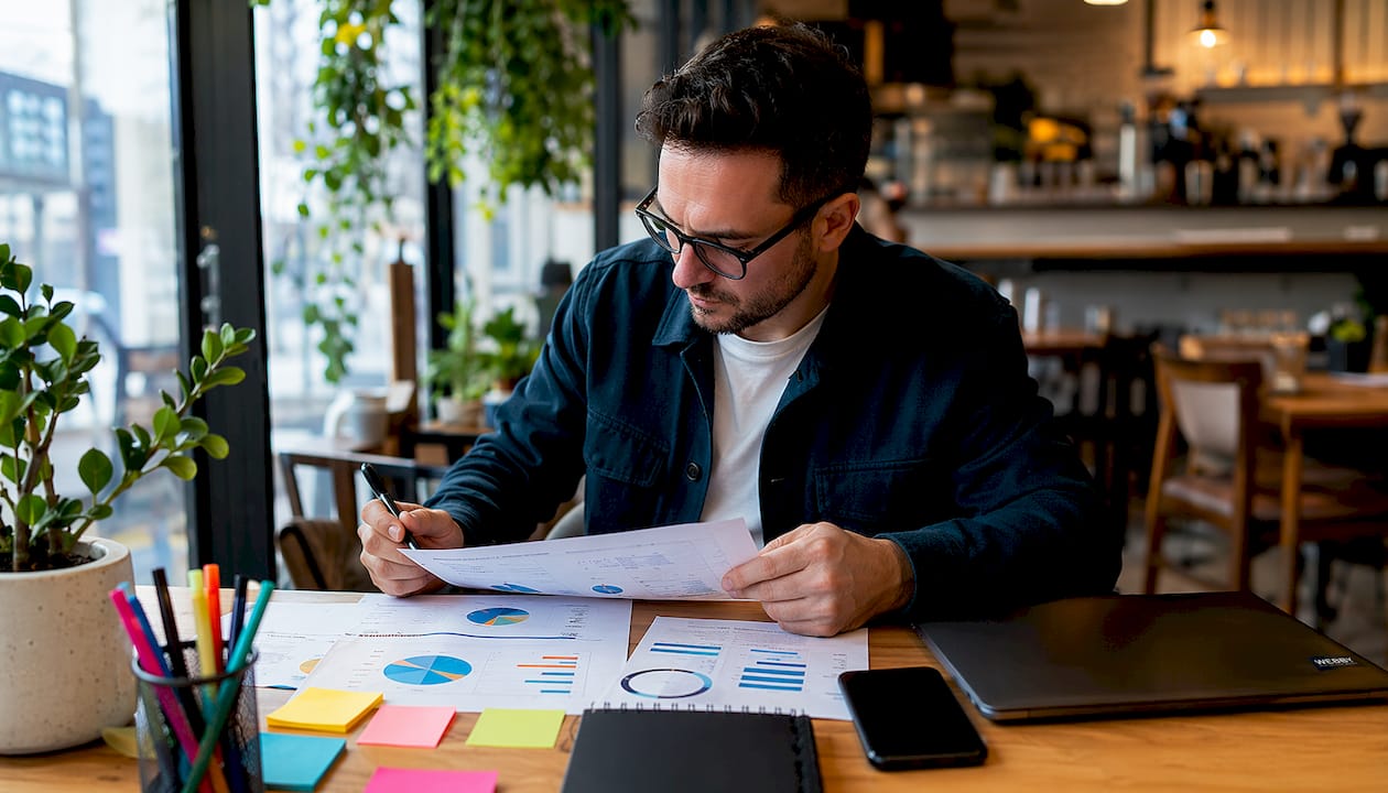 Person reviewing local SEO charts at desk