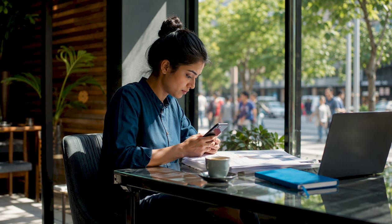 Marketer reviewing SEO updates at home desk