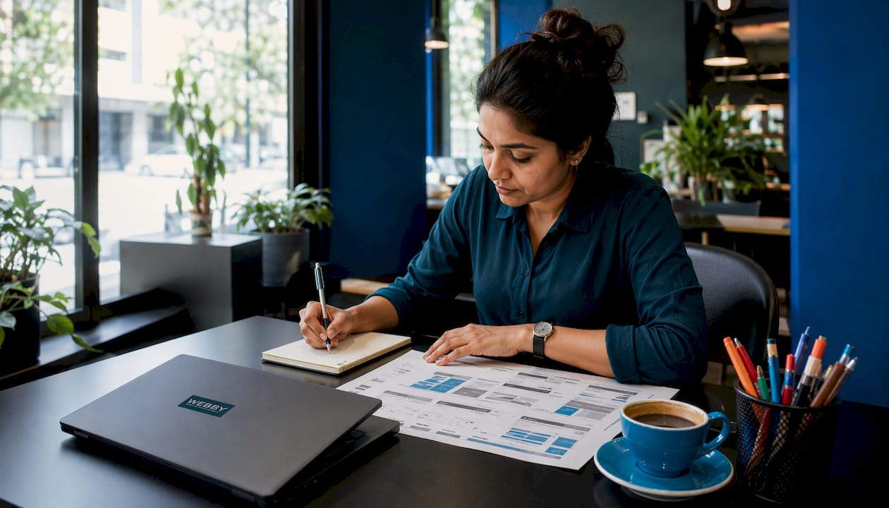 SEO analyst reviewing search results charts