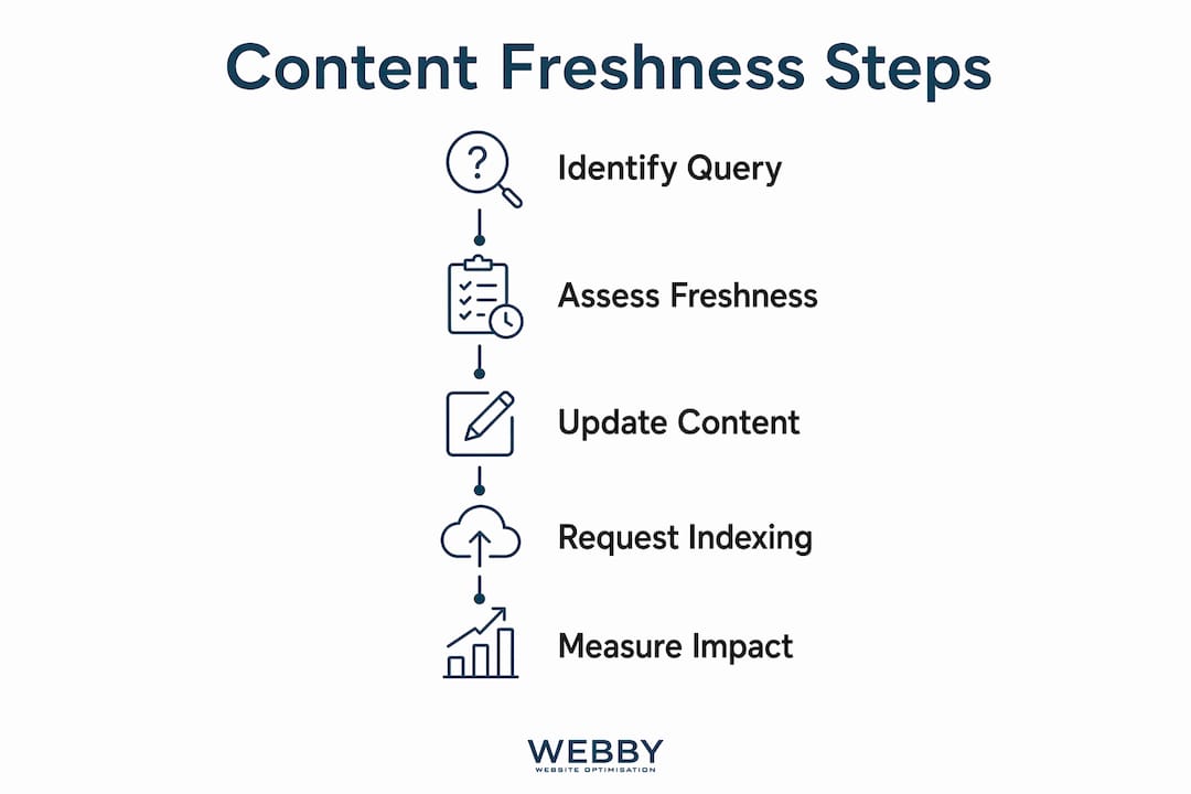 Infographic showing key content freshness steps