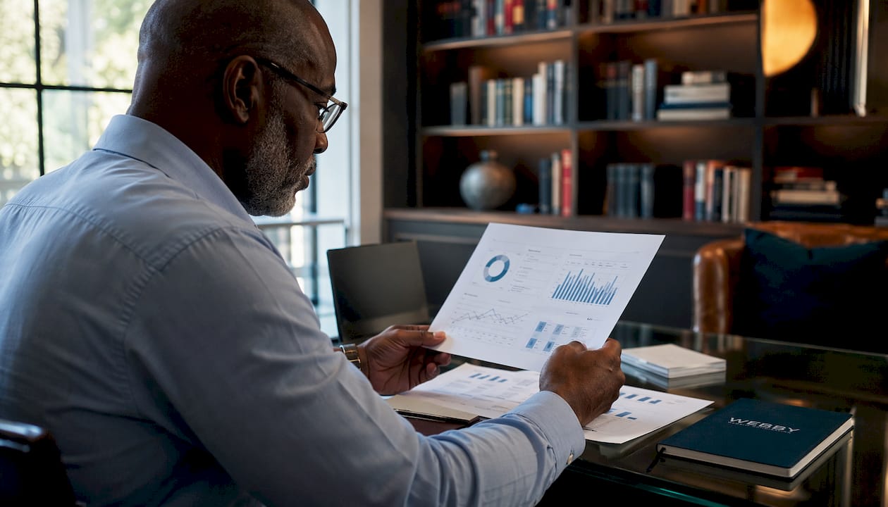 Hands analyzing website performance analytics on tablet