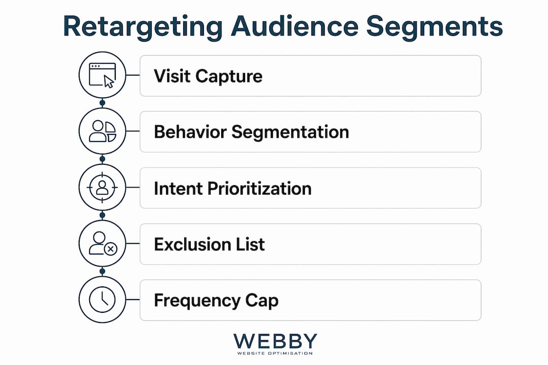 Infographic depicting audience segmentation steps for retargeting