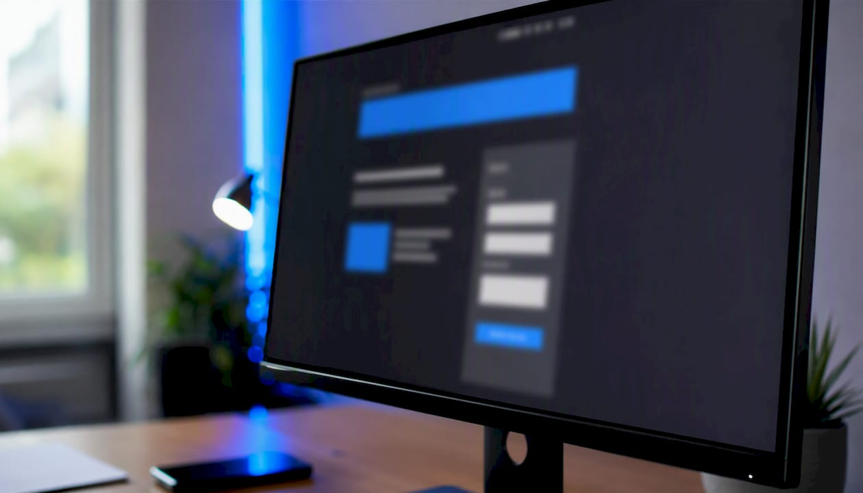 Blurred audit page wireframe on monitor