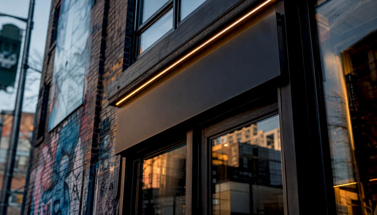 Generic storefront with permanent business signage