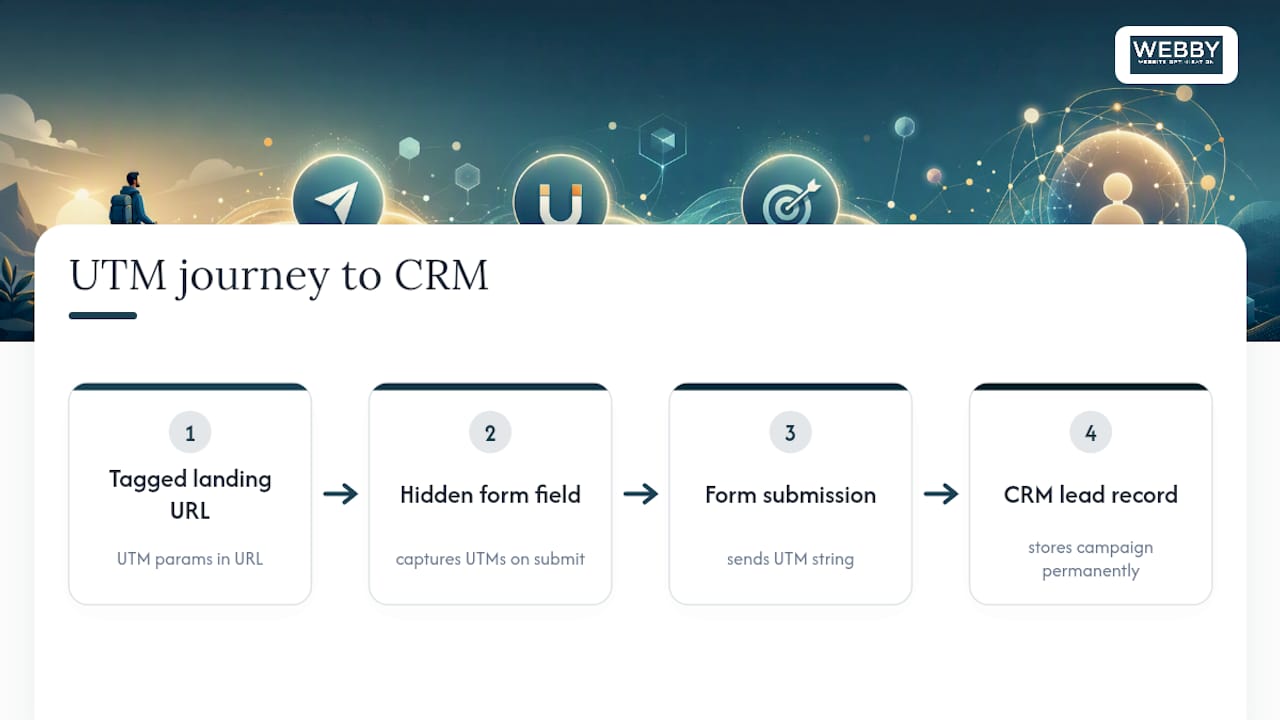 UTM parameters flowing into a CRM lead record