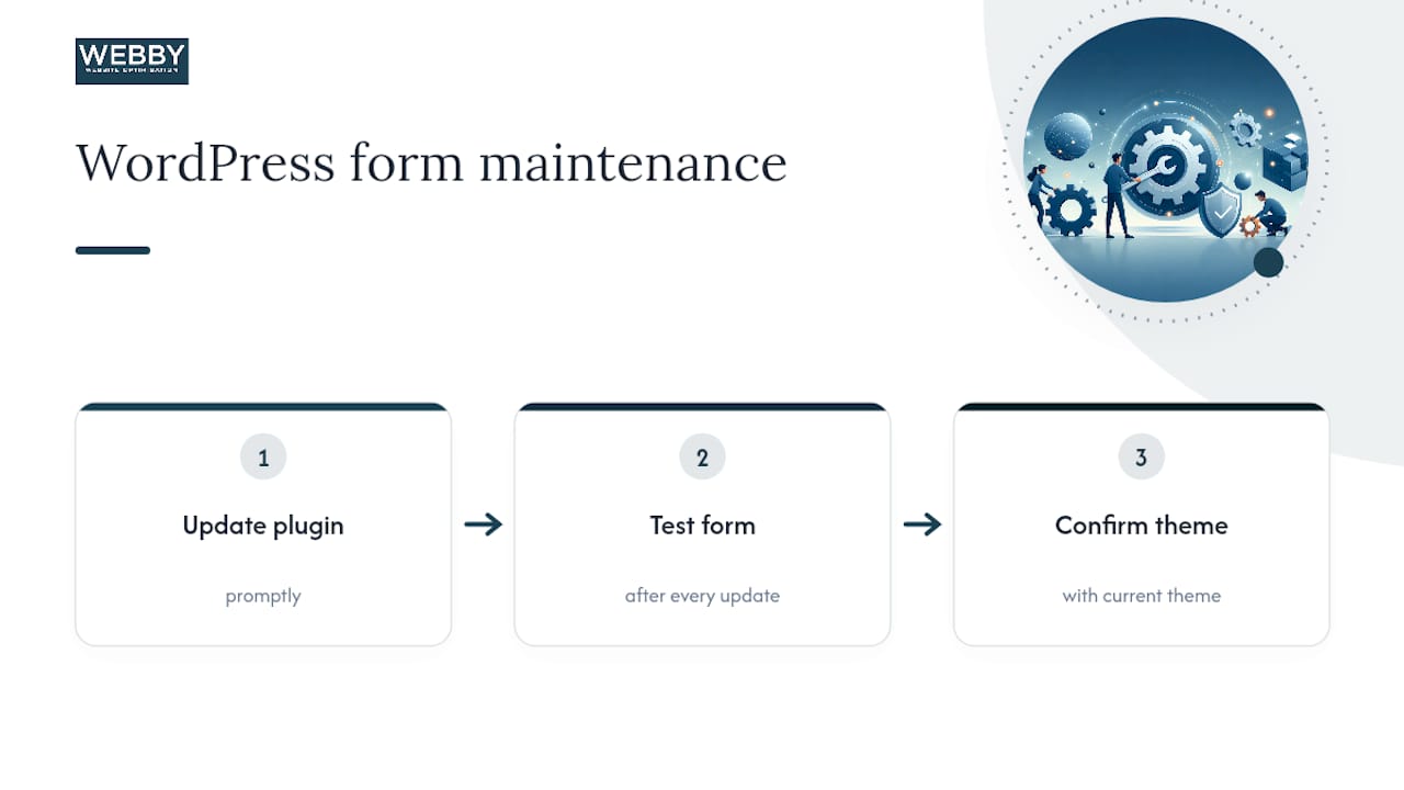 WordPress contact form maintenance workflow