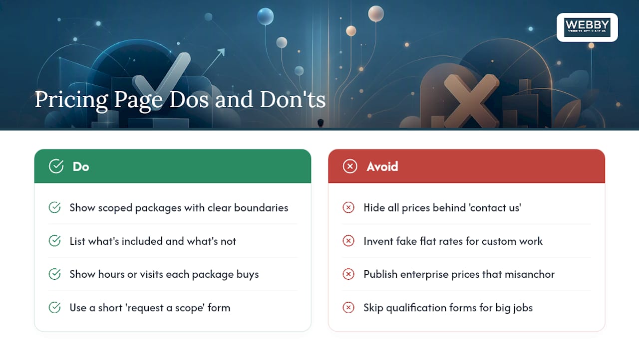 What Service Businesses Get Wrong About Pricing Pages — overview diagram