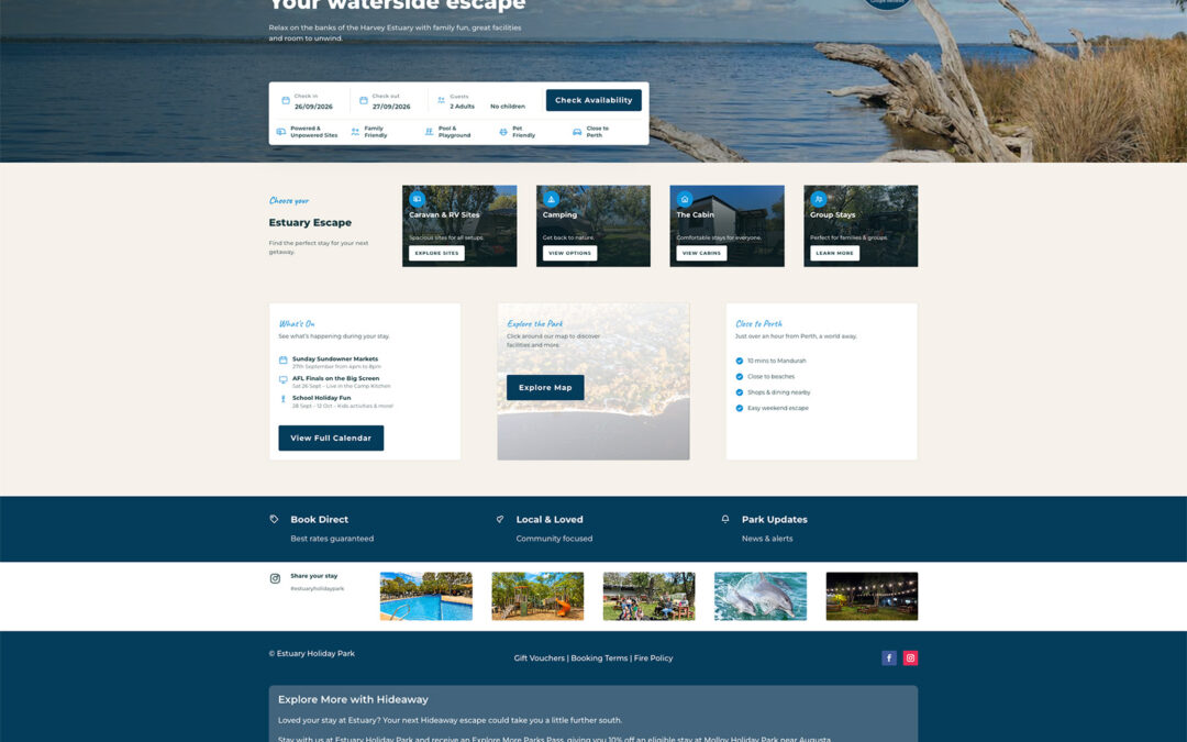 Estuary Holiday Park website development