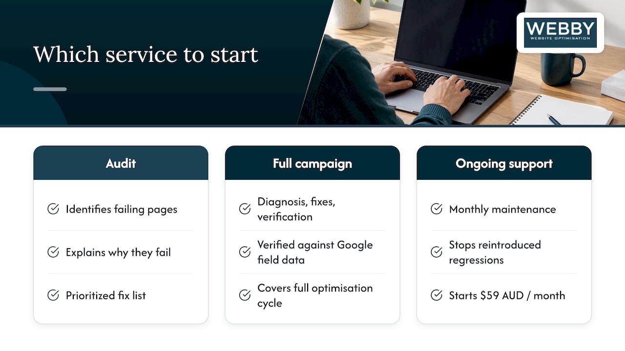 Get a technical audit instead of guessing where to start — overview diagram