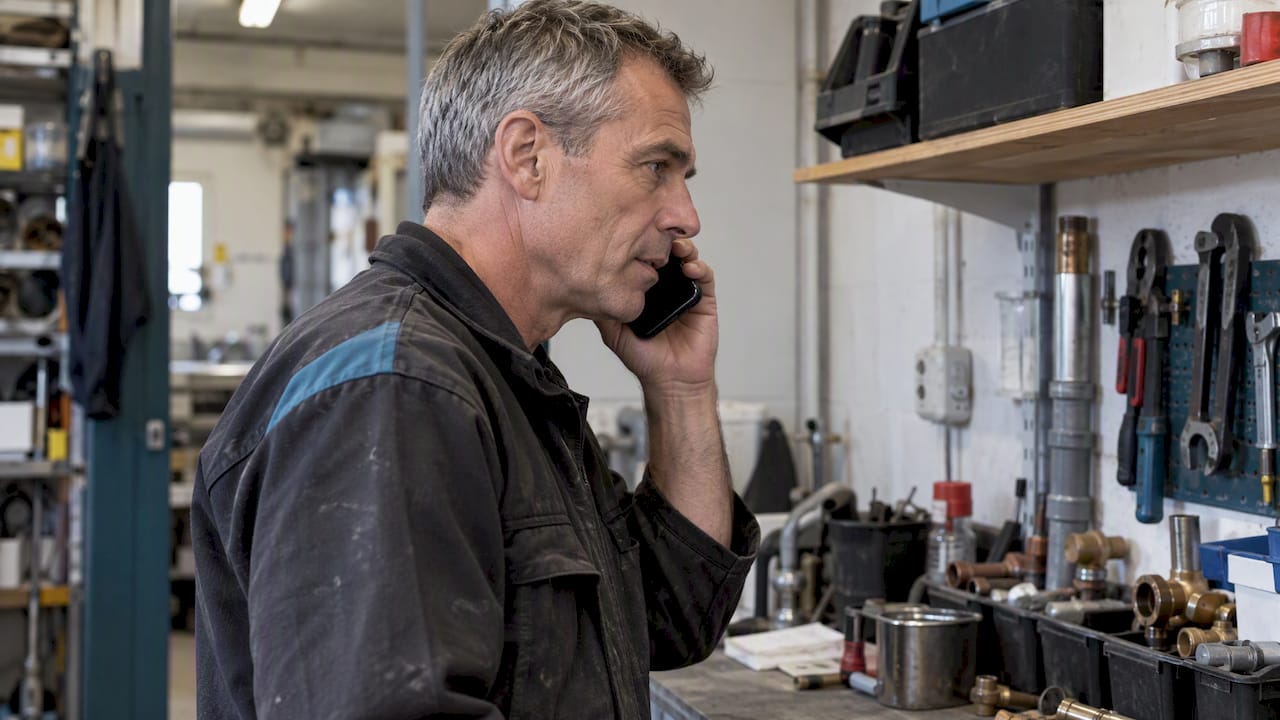 Plumber making a pre-launch test call