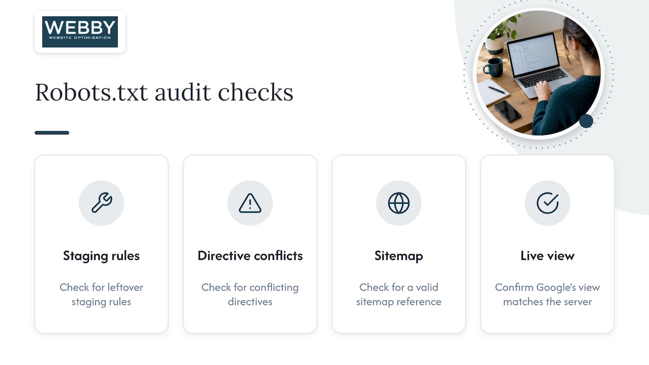Four checks in a robots.txt audit
