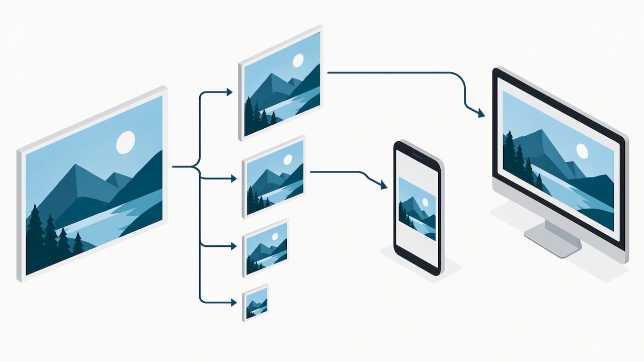 Image variants selected for different screen sizes