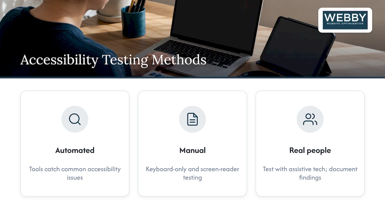 Three methods for testing website accessibility