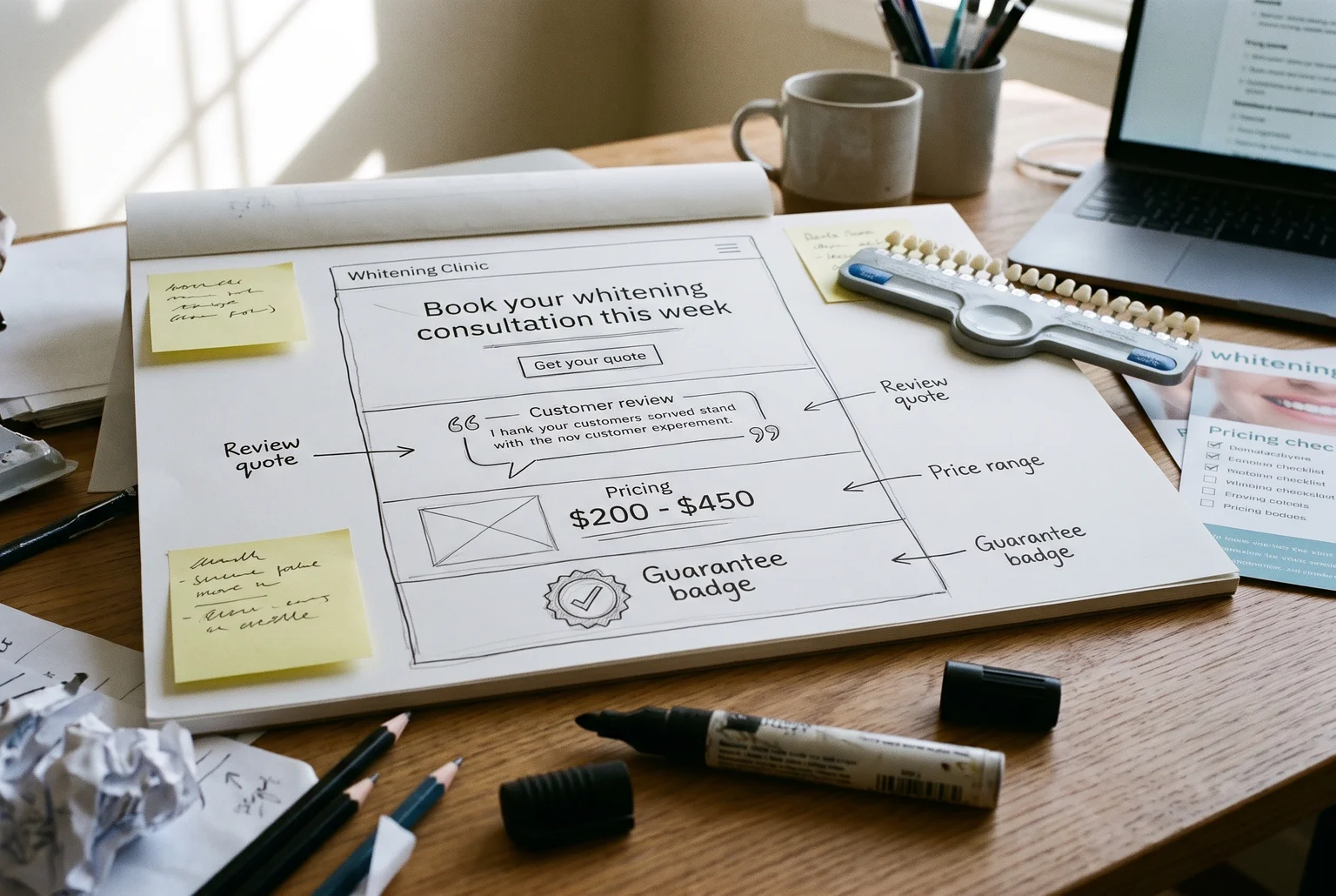 What to put on the page at each stage